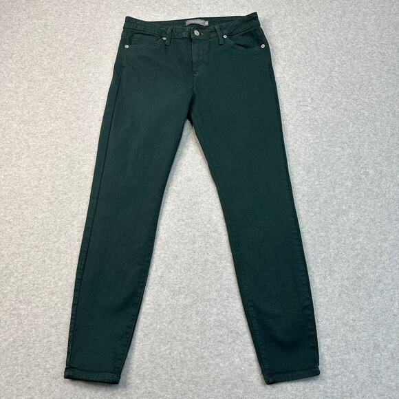 Just USA Skinny Jean SZ 30 Dark Green Mid-Rise Stretch Denim 5-Pocket Button Zip - Picture 1 of 10